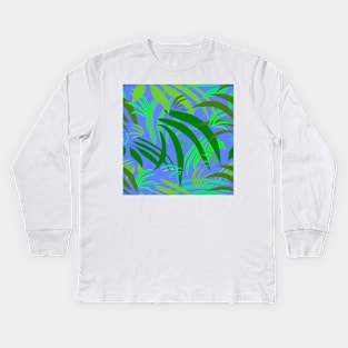 Fronds on Periwinkle Repeat 5748 Kids Long Sleeve T-Shirt